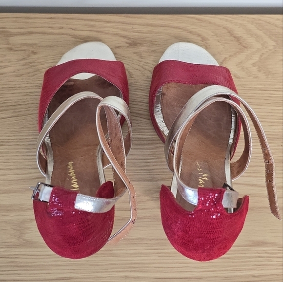 Las Marianas Argentine Tango Women’s Leather Red Champagne Dance Heels Size 10.5 - Picture 10 of 10